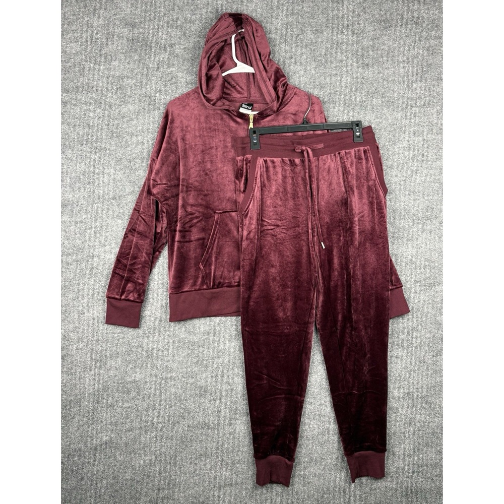 Felina Women's L Velour Hoodie Jogger Set Burgundy New No Tags Tried On